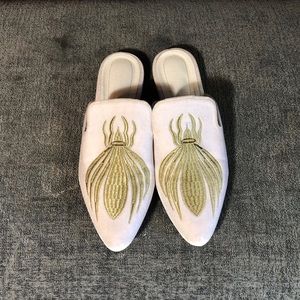 Slides Bug Velvet Gold Embroidered 7 shoes